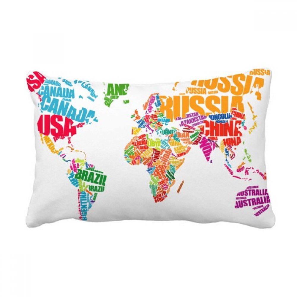 Coussin lombaire planisphère multicolore 40x60cm pour décoration canapé