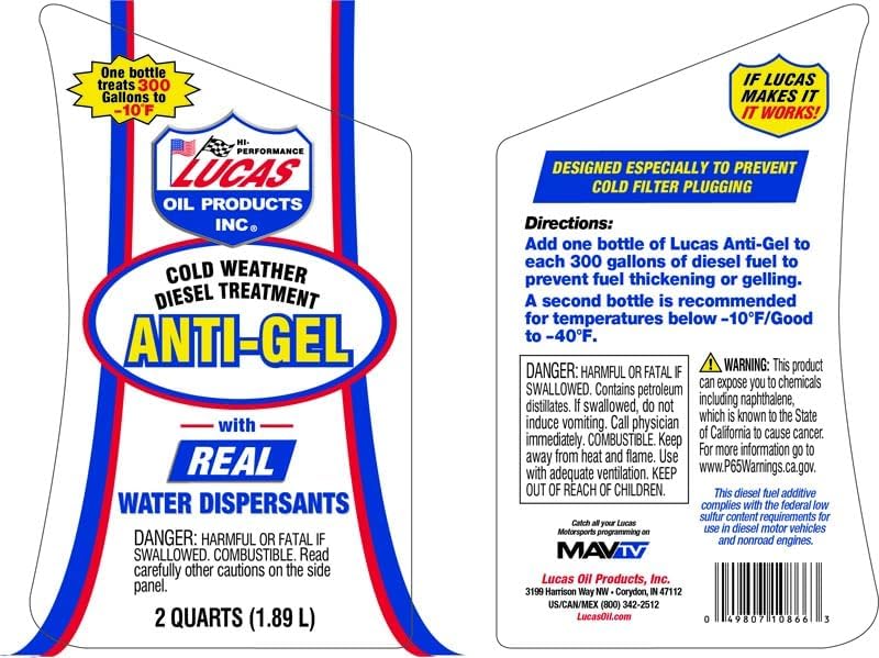Lucas Oil 10866 Anti-Gel Cold Weather Diesel Additive - 64 fl. oz ...