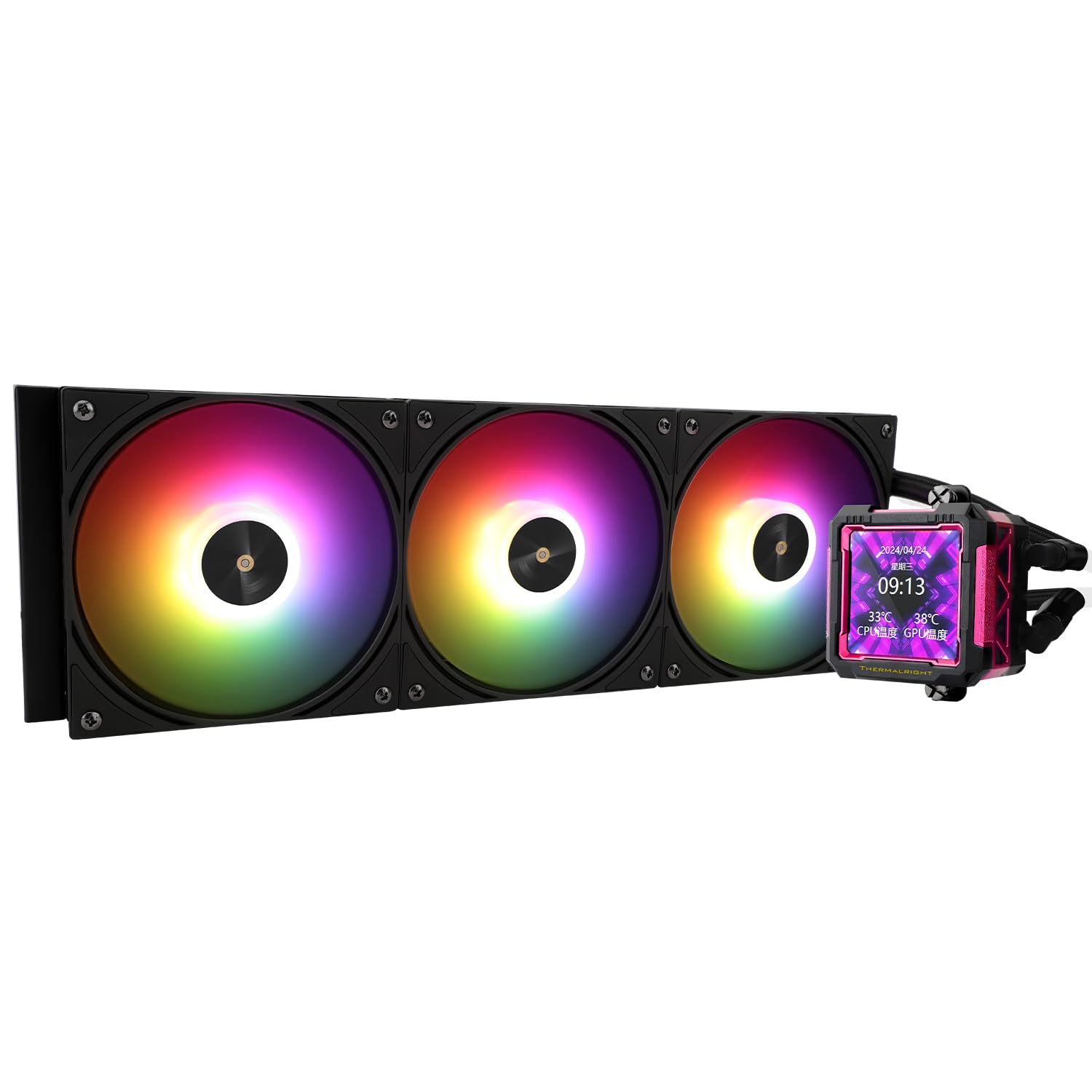 TR -FW PRO 360 ARGB RB Enfriador de agua para CPU, sistema de refrigeración por agua de 3 ventiladores PWM, pantalla LCD IPS magnética con resolución de 320 x 320, para AM5, Intel LGA1851/1700