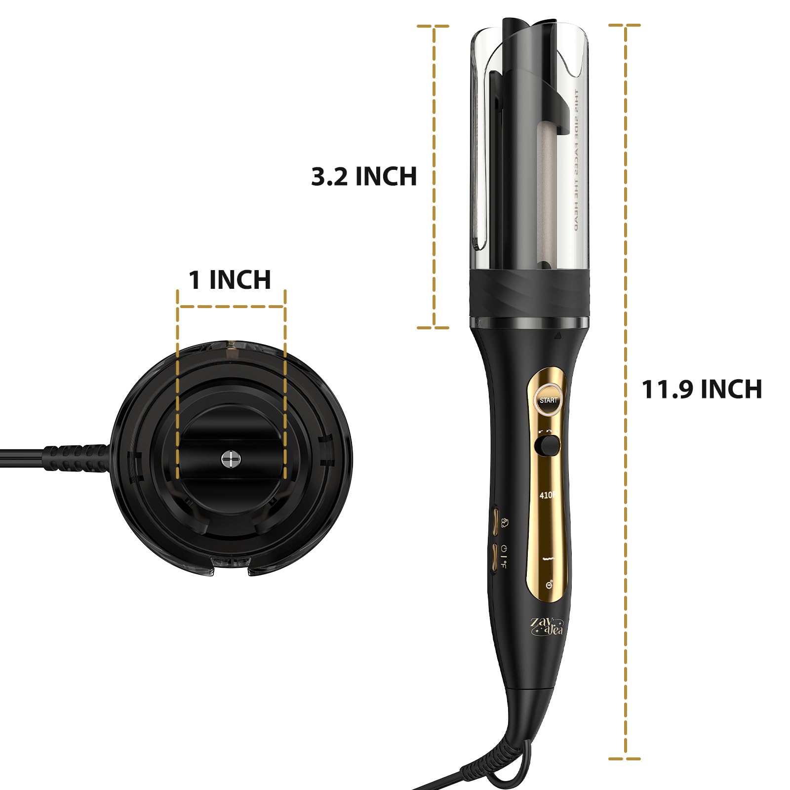 ZAVAREA Automatic Rotating Curling Iron with Ceramic Barrel