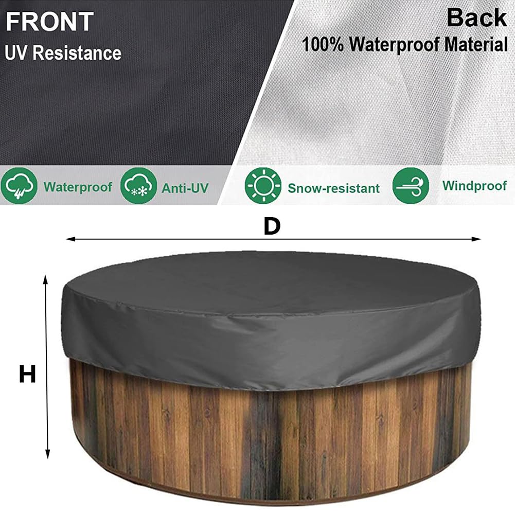 Bache Spa Gonflable Ronde, Couverture Piscine Hivernage Hors Sol, Salon de Jardin Imperméable 215x70cm Black