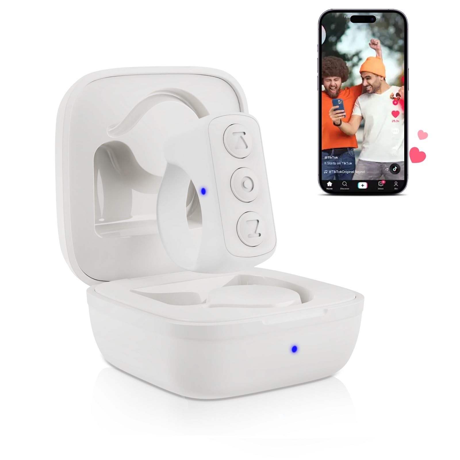 GUVOHUT TikTok Remote Control for TikTok, TikTok Scrolling Ring, Bluetooth Page Turner for iPad/Kindle App/iPhone/Android (White)
