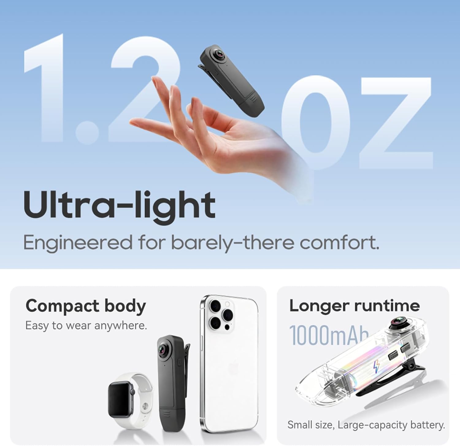 Heart Link Body Camera with Audio and Video Recording - 1080P HD Wearable Mini Camera, 64GB Night Vision Portable Body Cam for Police, Guard - Personal Protection & Sports Recording - Image 2