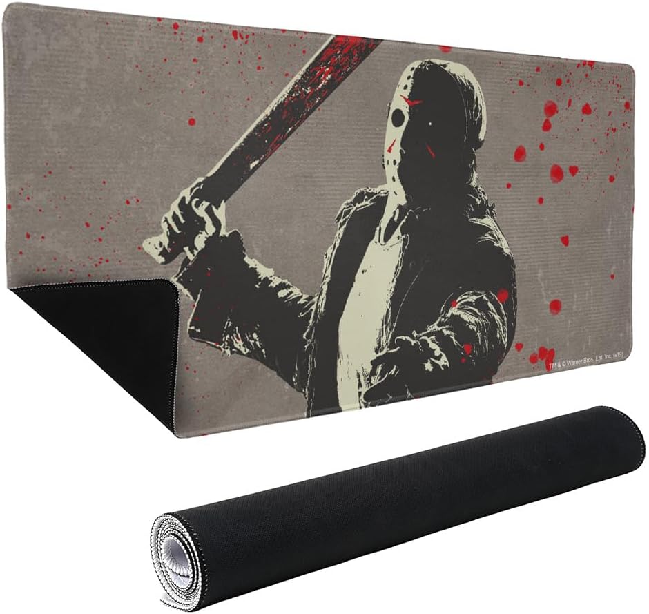 Friday The 13th Jason Character Large Gaming Mouse Pad Desk Mat with Stitched Edges, Non-Slip Base for Gamer, Home and Office, 31.5 x 15.7