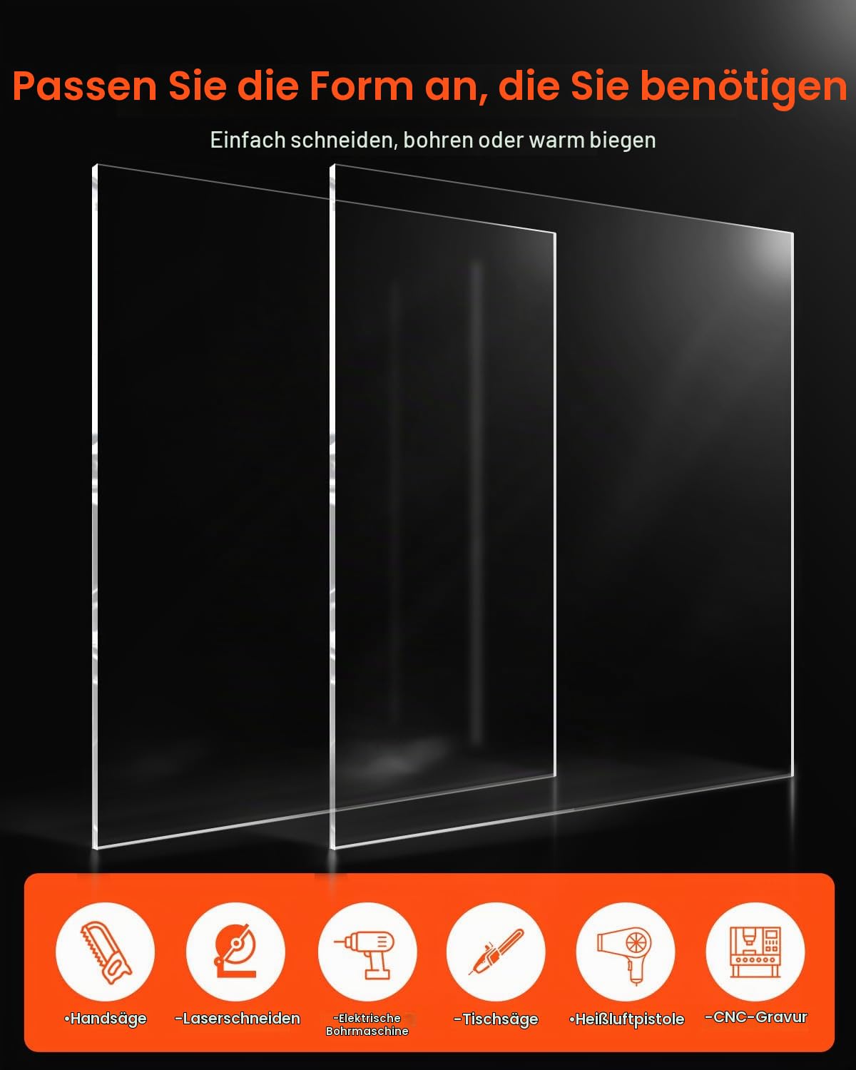 VEVOR Acrylplatte, 2er-Set Kunststoffplatten, 610x914 mm, 6 mm dick, transparente Kunststoffglasplatte für Bastelprojekte, Ersatzglas für Bilderrahmen, DIY-Display, leicht zu schneiden
