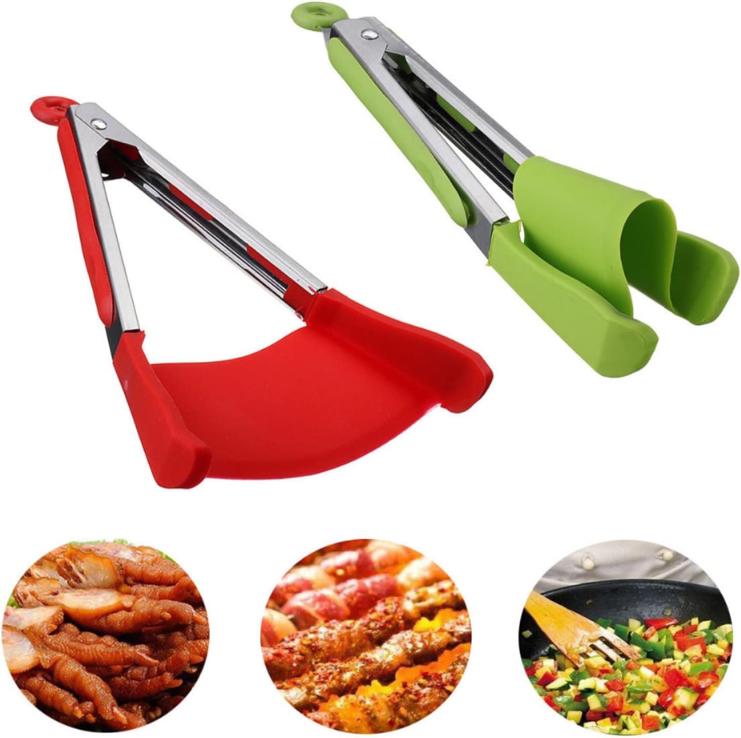 Juego de Utensilios de Cocina, Los Utensilios De Cocina Fijaron 2 En 1 Herramientas 2pcs del Silicón del Marco Resistente Al Calor Antiadherente