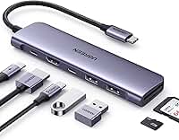 UGREEN Hub USB C Revodok 1071 para laptop 7 em 1 Dock 4K HDMI, carregamento PD de 100 W, portas de dados USB-C e 2 USB-A de 5 Gbps, leitor de cartão SD/TF para MacBook Pro/Air, iPad Pro, XPS, Thinkpad