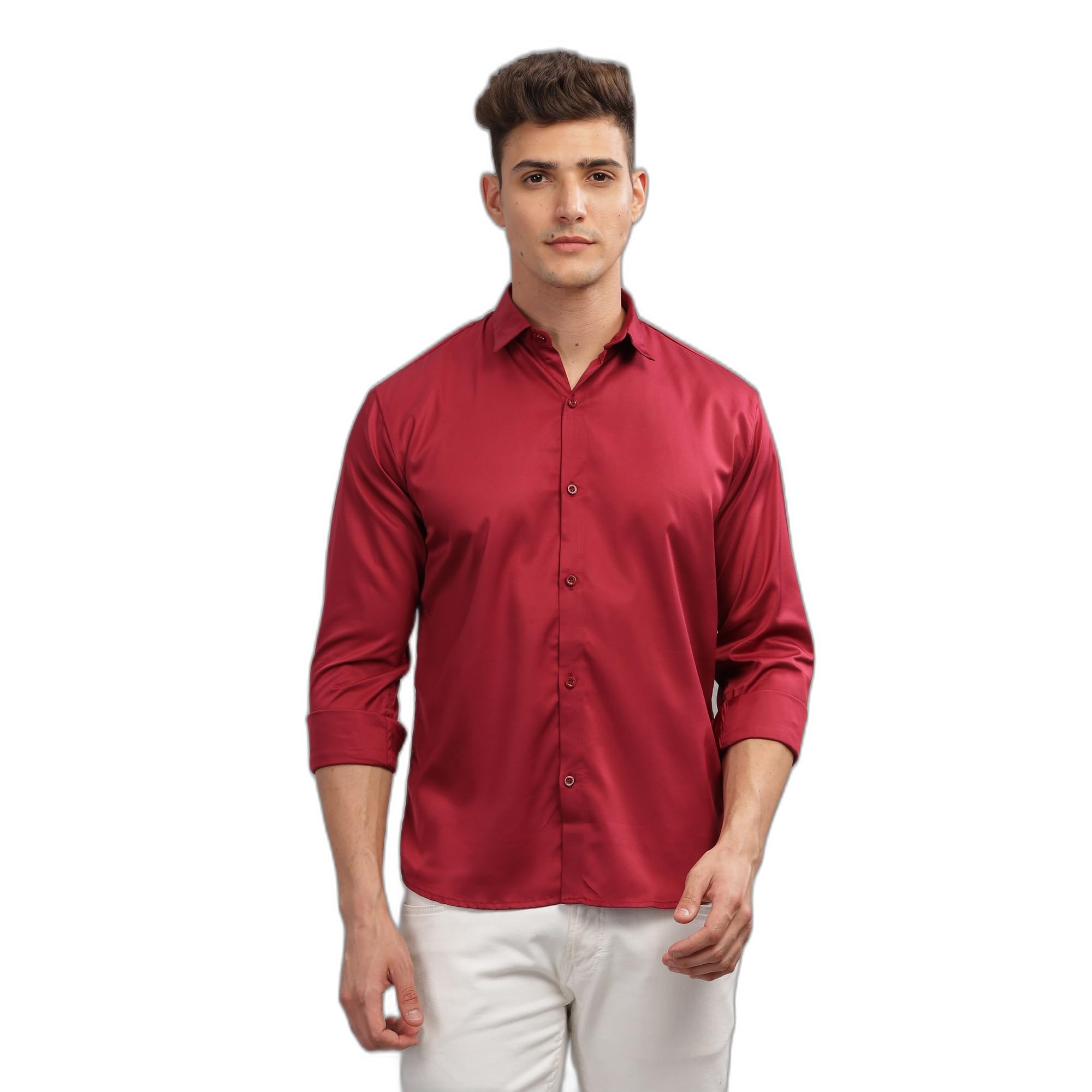 blue squad Men’s Slim Fit Satin Solid Shirt | Full Sleeve Stylish Casual Formal Shirt for Men-picture-47