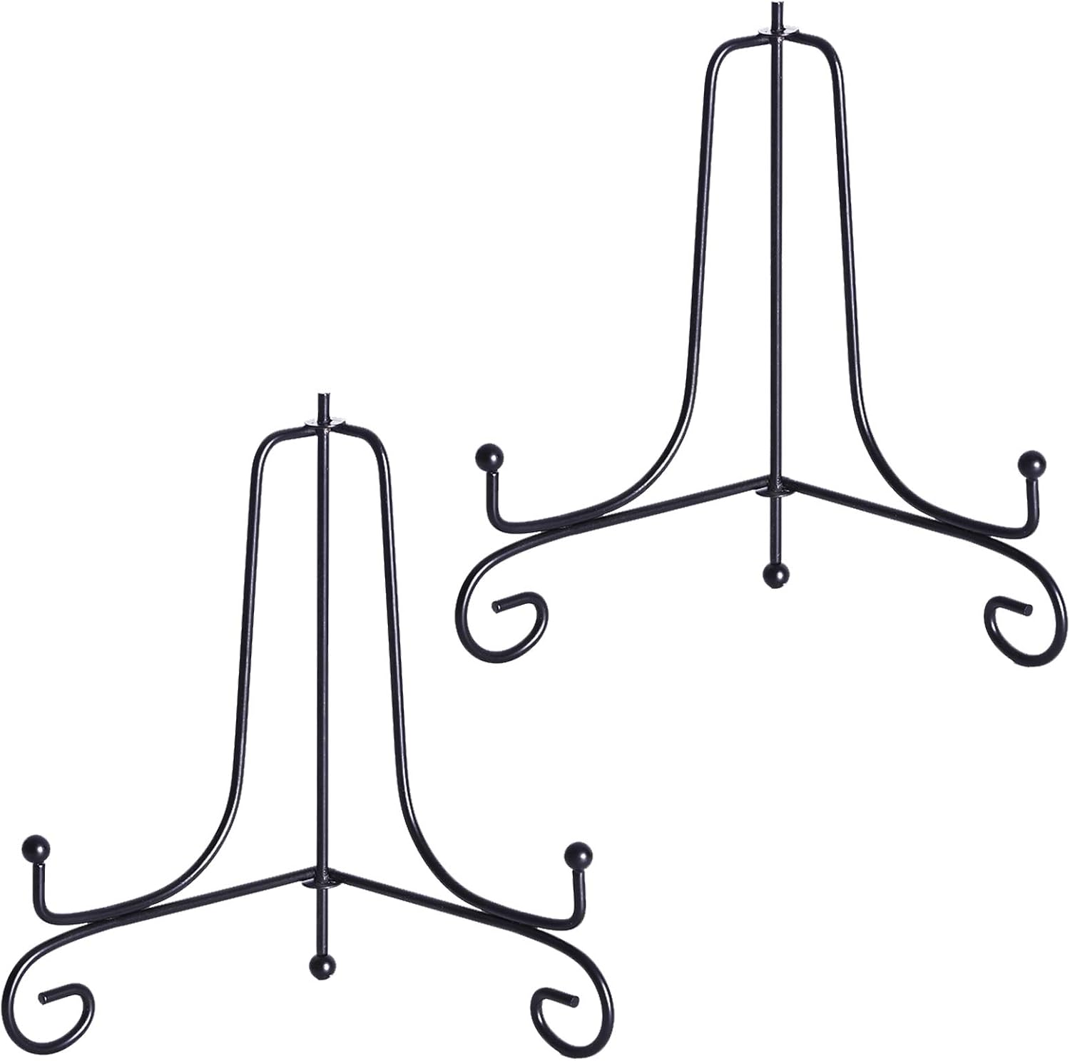 Black Iron Plate Holder Display Stand 2-Piece Set for Photo Frames Home Decor Tabletop Easel 5-inch