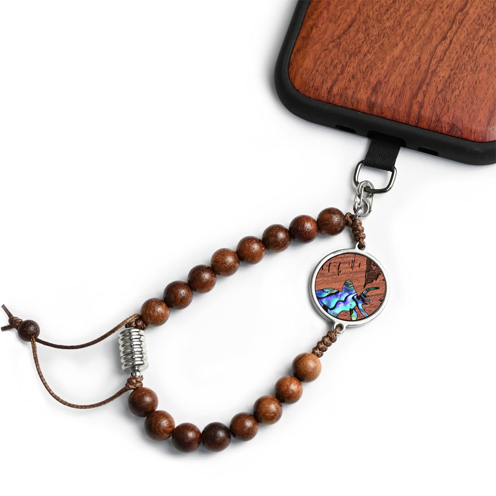 Carveit Wood Phone Lanyard - Crimson -Round [BKZU02] Alaskan Wilderness-Crimson 9.5" (Fits 8.0"-8.7" Wrist)