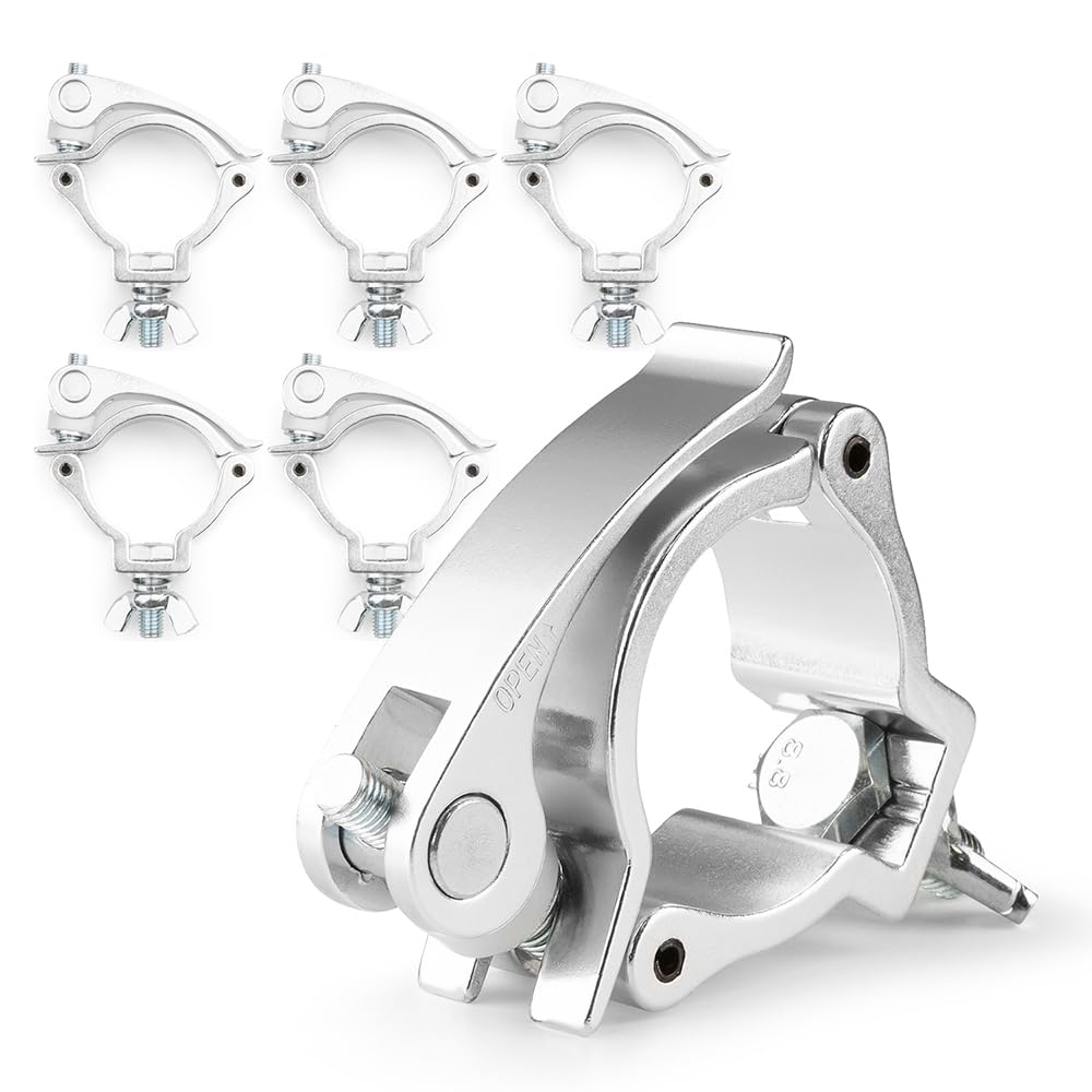 Beamz Black 6X Bc50-50 Quick Release Half Coupler Lighting Clamps - 100Kg Load, Fits 48-51Mm Tubes, Ideal For Stage, Theatrical And Event Lighting, Stage Lighting Clamps, Half Coupler Clamp