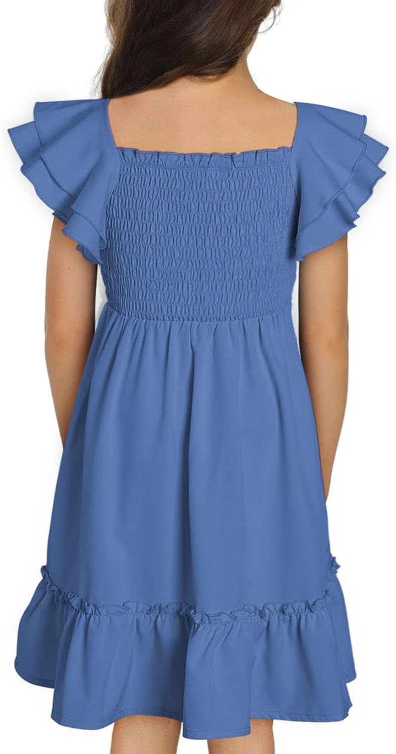 blibean Tween Girls Elegant Ruffle Sleeve Dresses Size 6-15 Years - Image 2