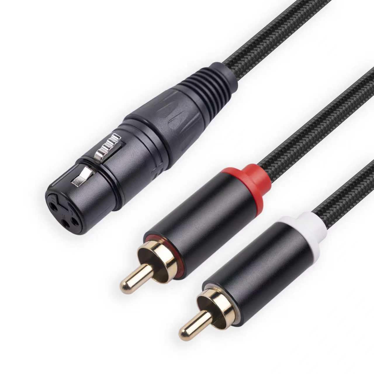 XLR kabel rozdzielacza żeńskiego na podwójny RCA Y, asymetryczny kabel rozgałęźny XLR żeński na 2 gniazda RCA/phono, kabel adaptera Y