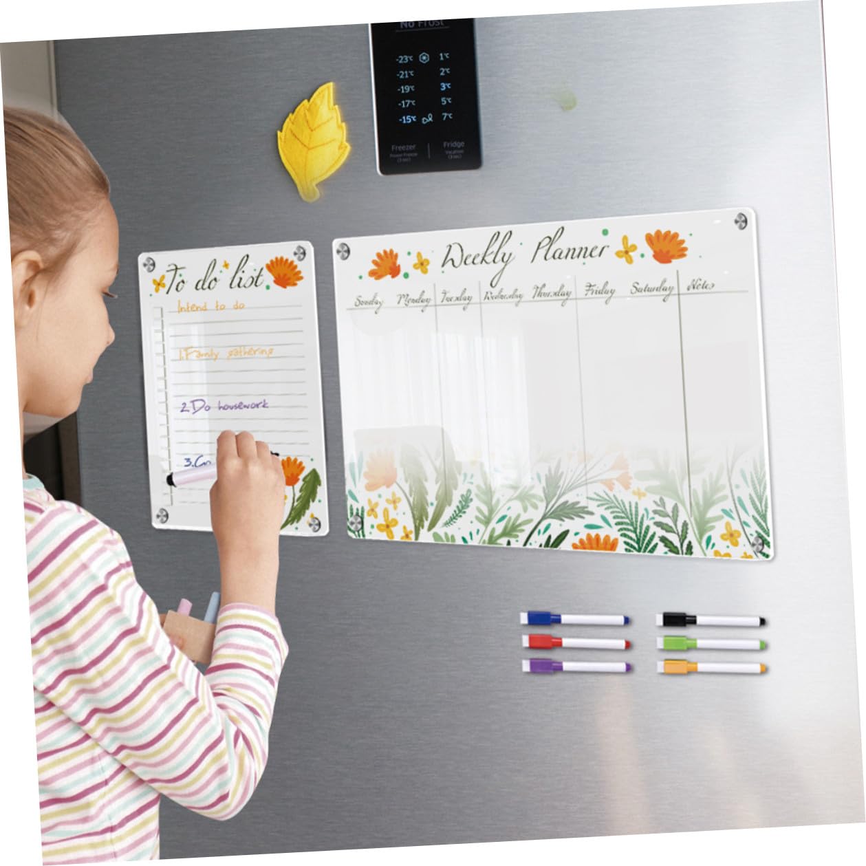 Mobestech Lavagna Magnetica Per Frigorifero A3+a4 in Acrilico Trasparente, Calendario Settimanale Cancellabile a Secco, Planner Magnetico Riutilizzabile Per Organizzazione Cucina e Ufficio