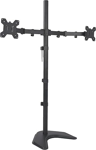VIVO Soporte de escritorio independiente para monitor LCD LED dual de 13 a 27 pulgadas, con capacidad para 2 pantallas, brazos totalmente ajustables