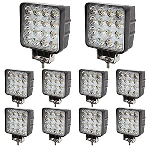BRIGHTUM 10 x 48W LED Offroad Arbeitsscheinwerfer 4560 Lumen weiß 12V 24V Flutlicht Reflektor worklight Scheinwerfer Arbeitslicht SUV UTV ATV Arbeitslampe – Traktor – Bagger …