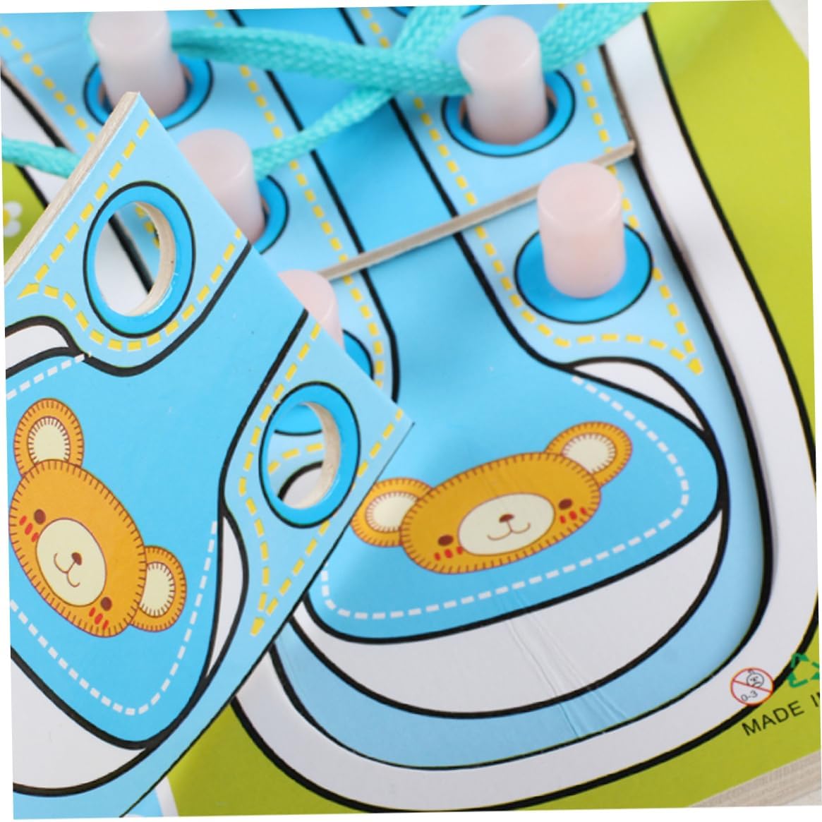 Shoe Tying Teaching Kit 1PC Kids Wood Shoe Lace Lacing Sneaker Board Learn to Tie A Shoe Practice Fine Motor Skills for Kids Ages 3 and Up(Blue) image 4