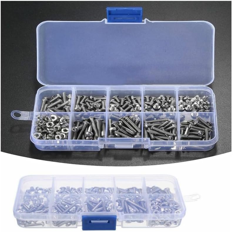 340pcs M3 A2 Stainless Steel Hex Screw Nuts Bolt Cap Socket Hardware Fasteners Accessories Assortment kit Set