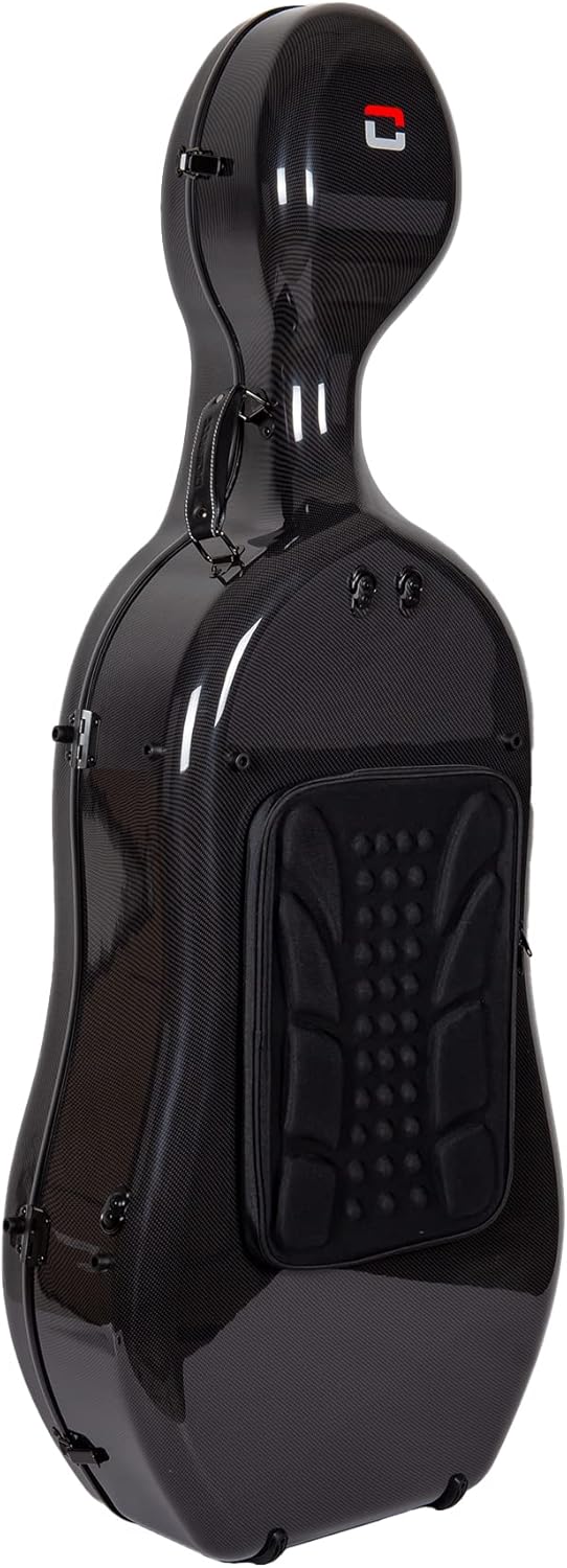 Crossrock Cello Case Fits Montagnana and Similar Wider Bout Cellos, Carbon Fiber Shell Weighs only 10 lb-Black (CRF3020CEMBK)