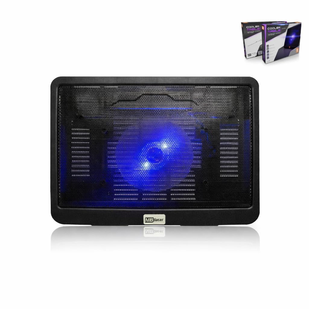 Base Cooler Para Notebook 12 a 15.6 Polegadas Com Ventilador LED Azul Ajuste de Altura