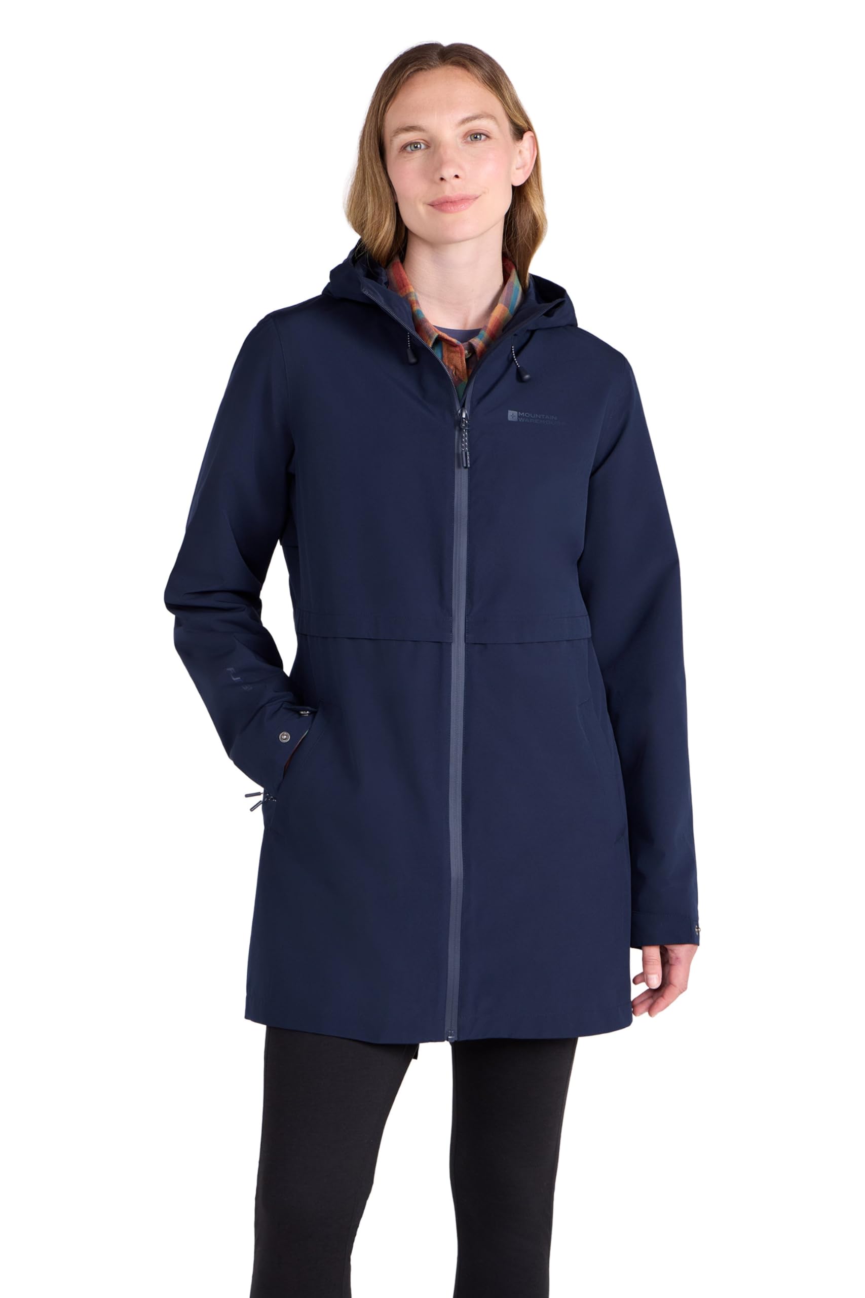 Mountain Warehouse Women's Navy 'Hilltop Ii' Waterproof Lightweight Full Zip Adjustable Hooded Jacket In | Size: 16