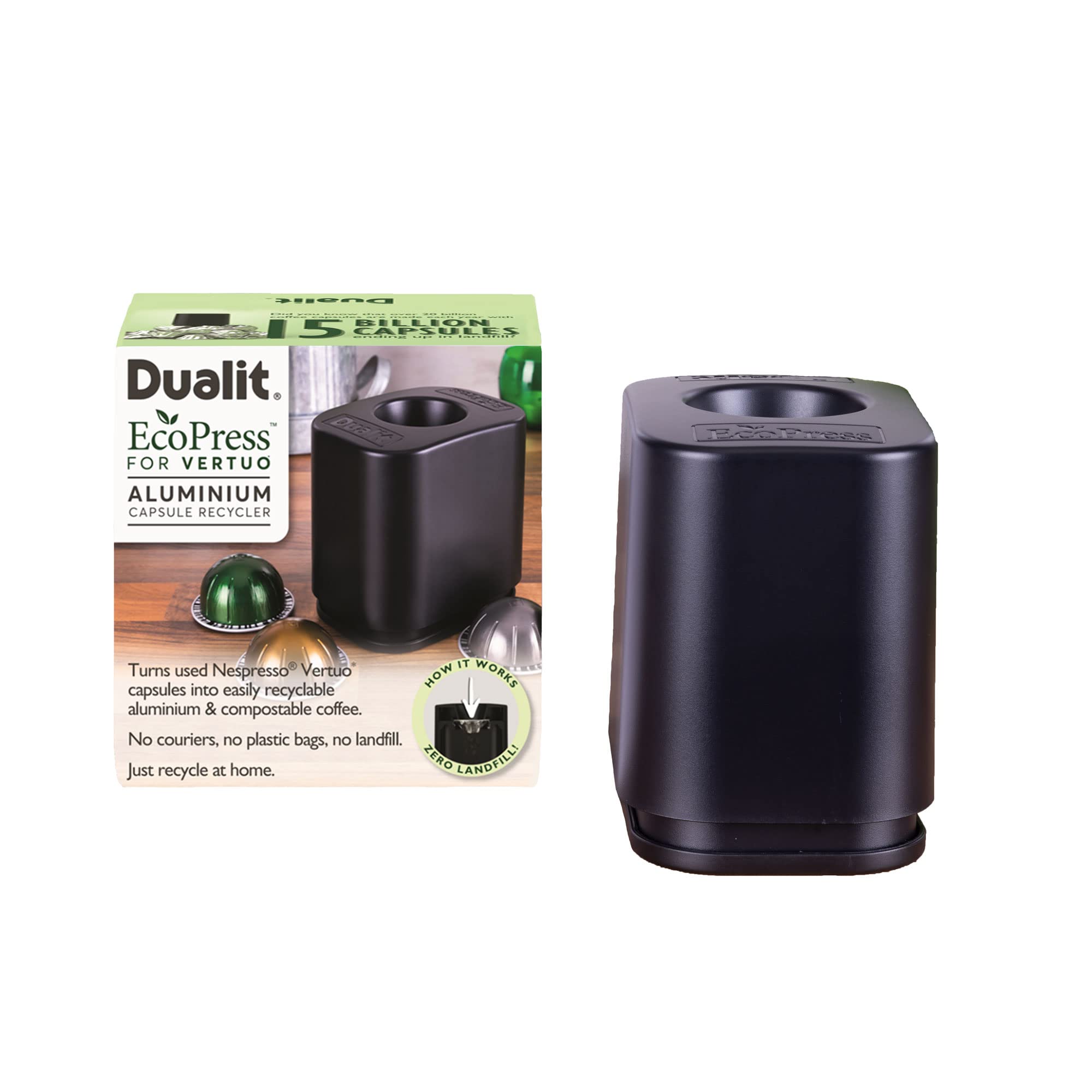 Outil de recyclage EcoPress Nespresso Vertuo de Dualit pour capsules alu