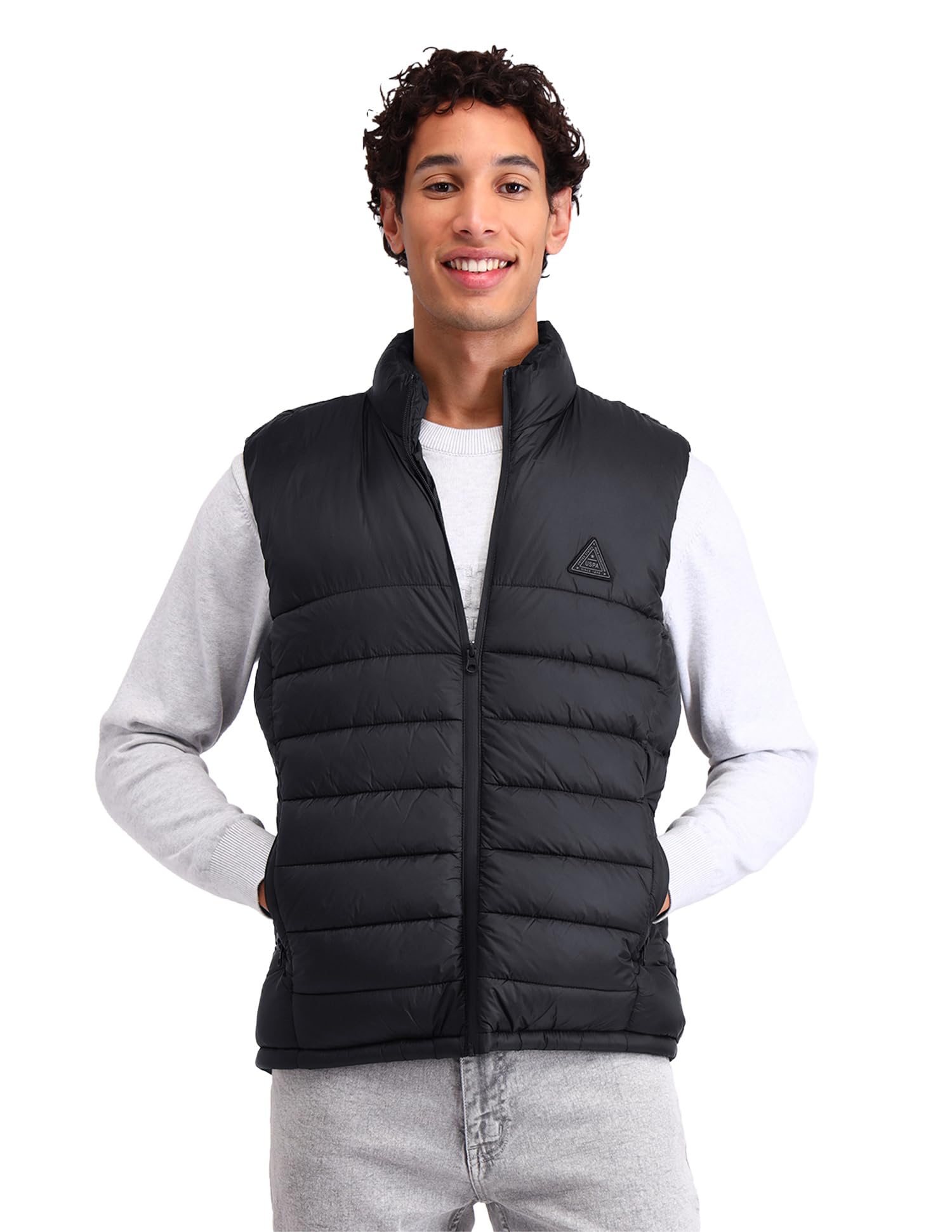 u.s. polo assn. Mens Black Solid High neck Sleeveless Casual Nylon Regular Fit Jacket-picture-31