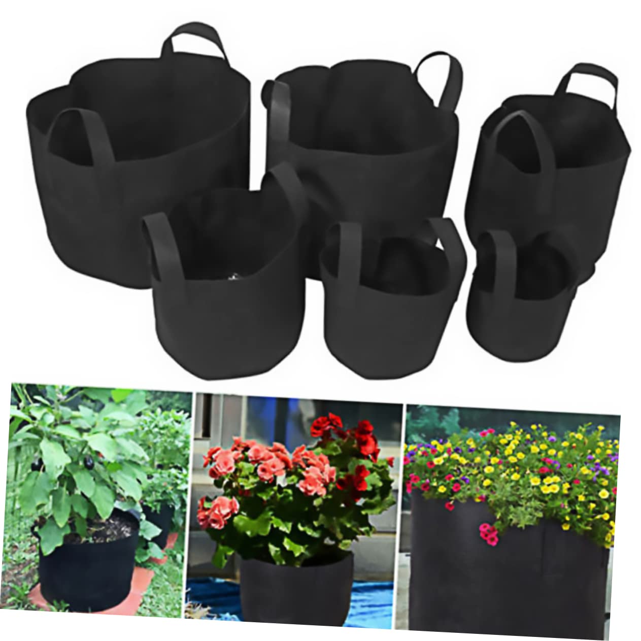VANZACK 9 Piezas Bolsa de Fieltro para Plantar Bolsa en Crecimiento Bolsa de Cultivo de Fresas maceteros Verduras Bolsa de guardería Bolsa de Almacenamiento de Plantas Vegetal