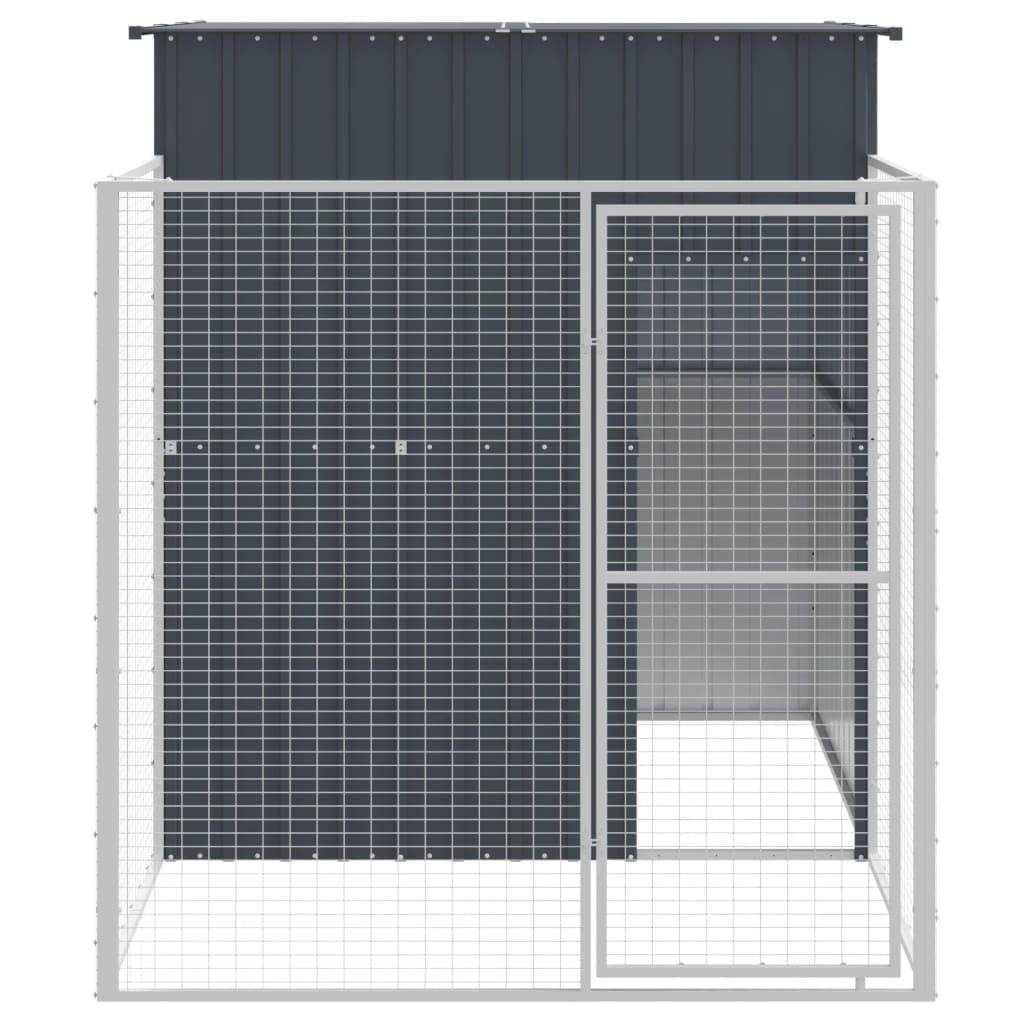 SECOLI Casetta Cani con Corsa, Box Cani Esterno, Recinto per Cani Da Esterno, Box per Cani Da Esterno, Gabbie per Cani, Antracite 165x251x181 cm Acciaio Zincato