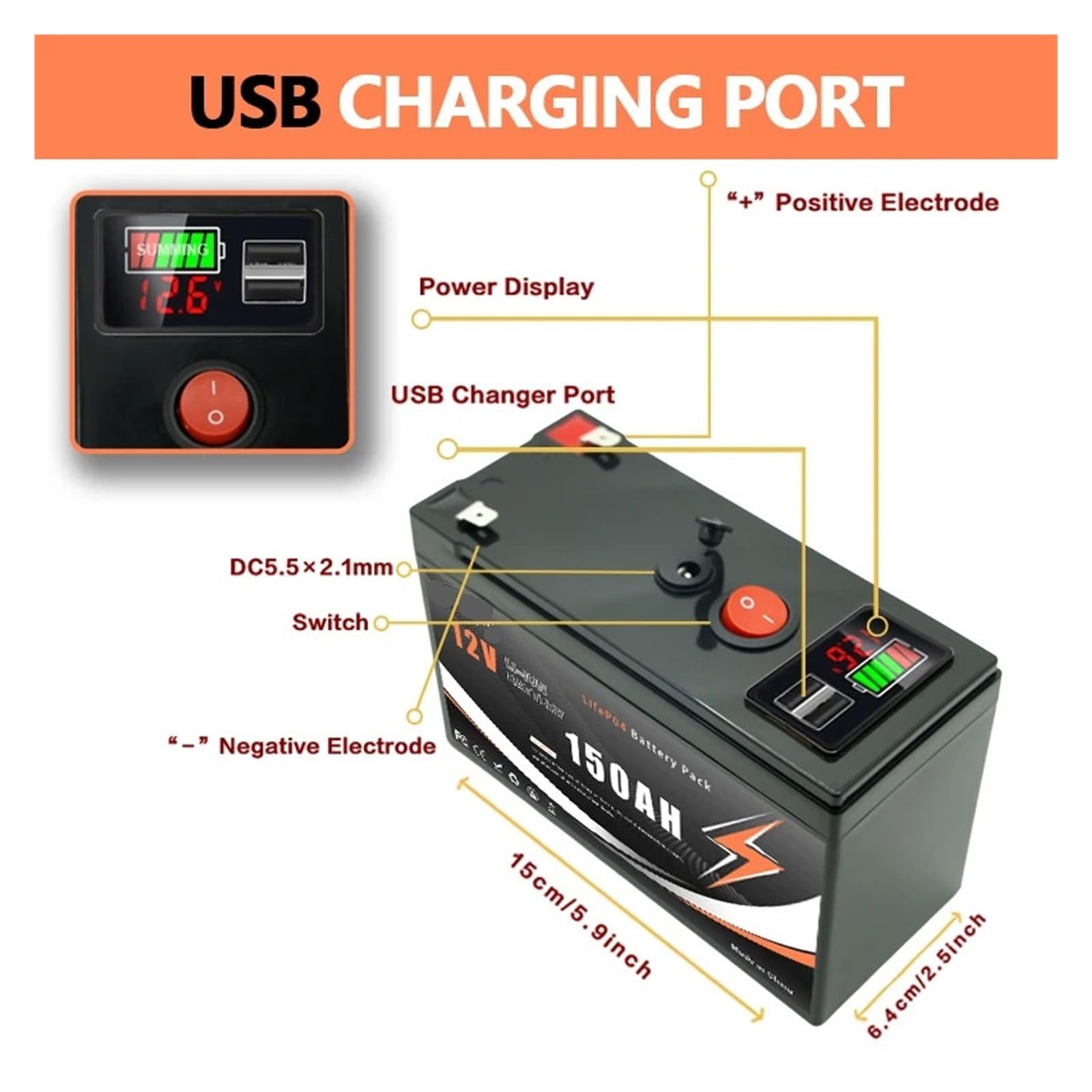 Batería De Ciclo Profundo De Litio LiFePO4 De 12V 150Ah For Energía Solar