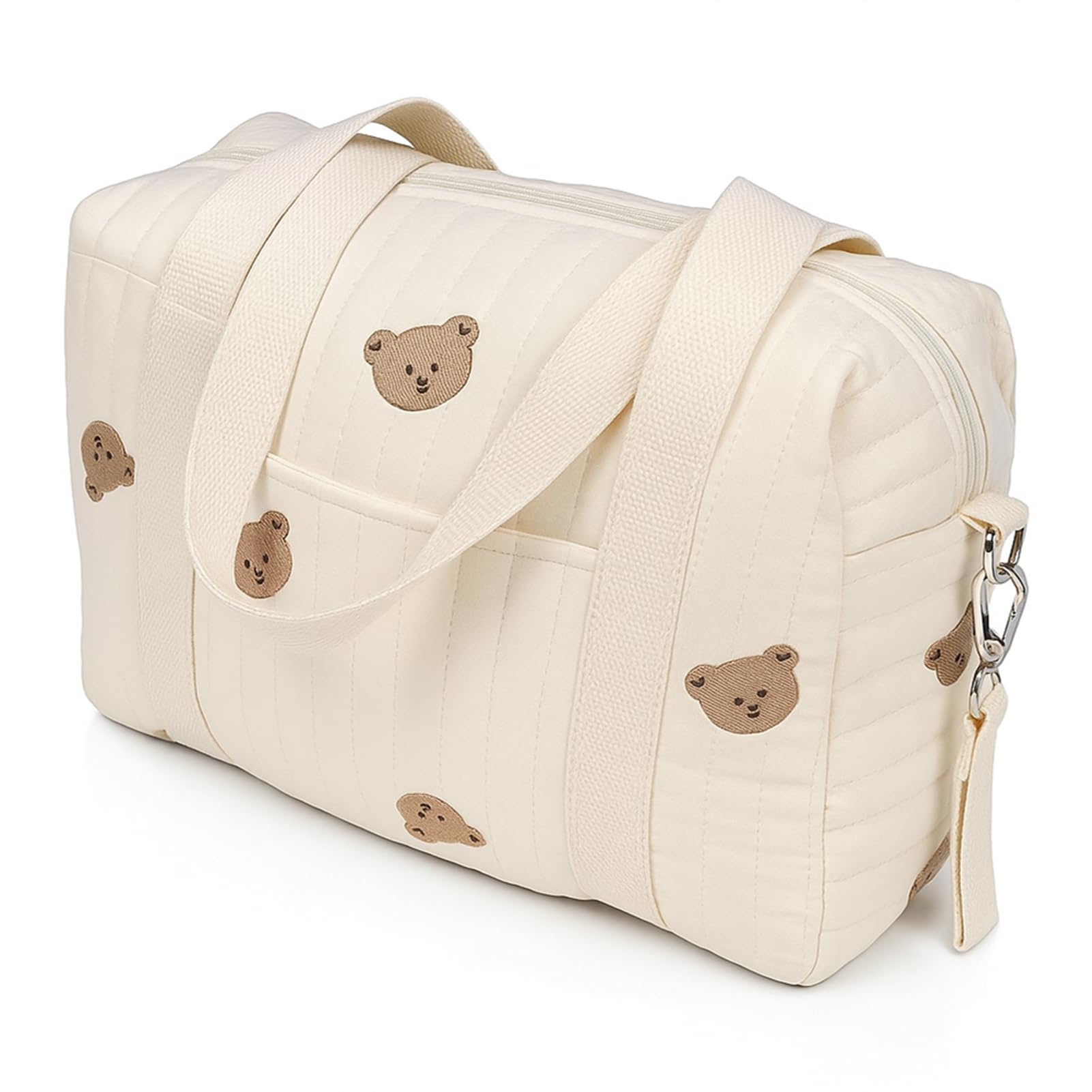 Borsa portaoggetti per passeggino universale con cerniera ricamata – Organizer per carrozzina, sacca accessori neonato, borsa multifunzione per passeggino, Bear Bag