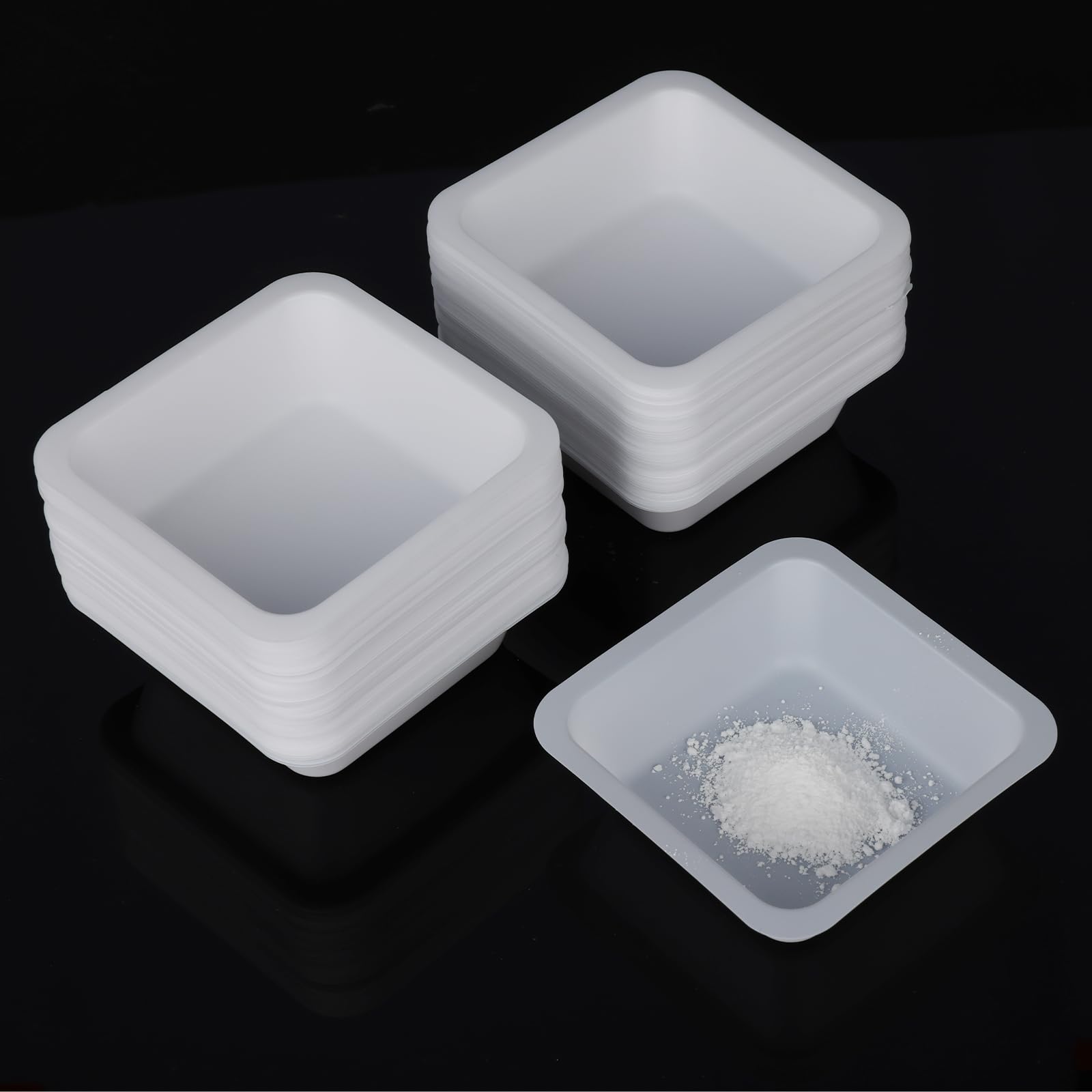 Stonylab Barquillas de Pesaje Medianas 100 ml Paquete de 100 Bandejas Desechables de Plástico para Balanzas