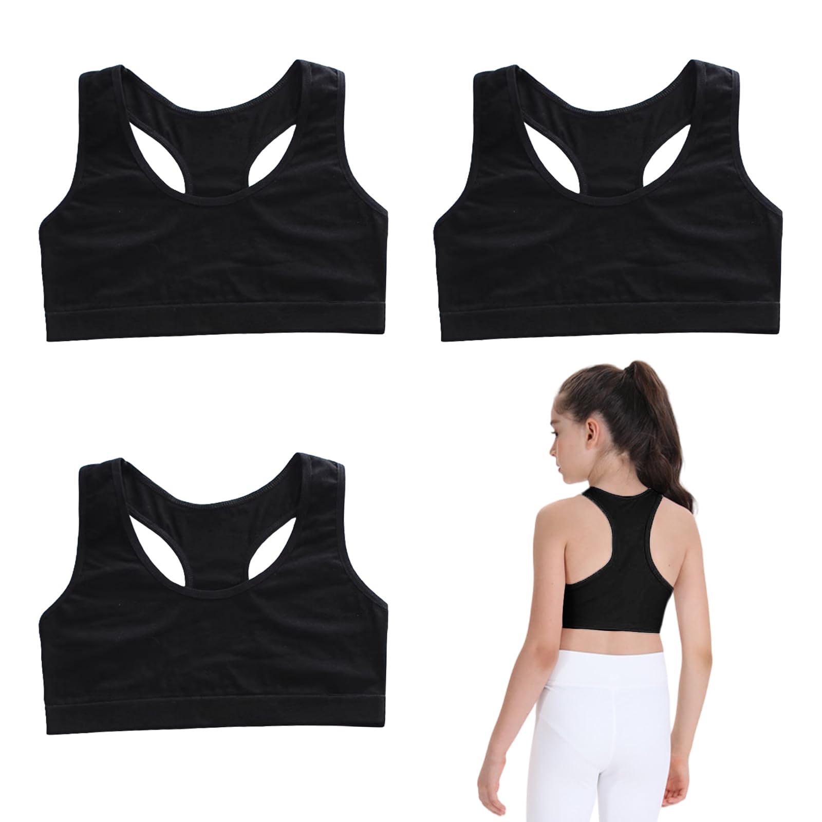 Lot De 4 Soutiens-Gorge Sport Filles 8-14 Ans - Coton Doux, Sans Armature - FUIPVGI