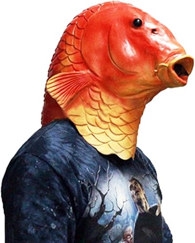 Vista 5 de HENGYUTOYMASK Máscara realista de pez, máscara de cabeza de animal de látex, disfraz de Halloween, fiesta de máscaras para adultos