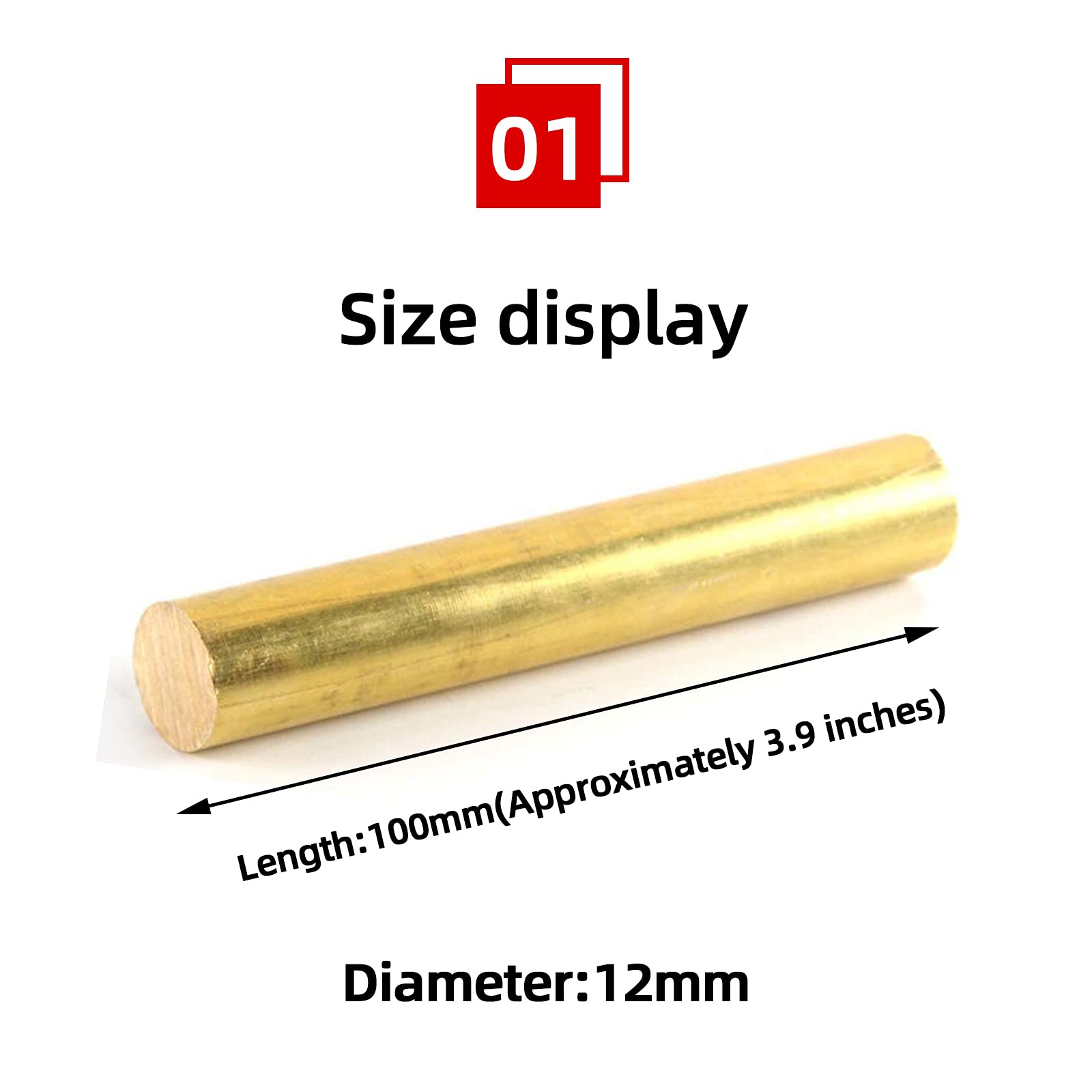 Barra tonda in rame massiccio, aste tonde in ottone, confezione da 2, lunghezza 100 mm, diametro 8-25 mm(Diameter:12Mm)