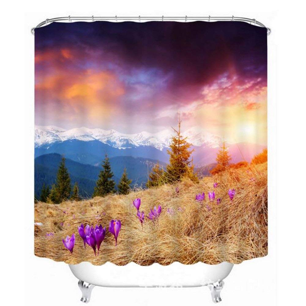 Rideau de douche imperméable 3D Wild Flower pour salle de bain
