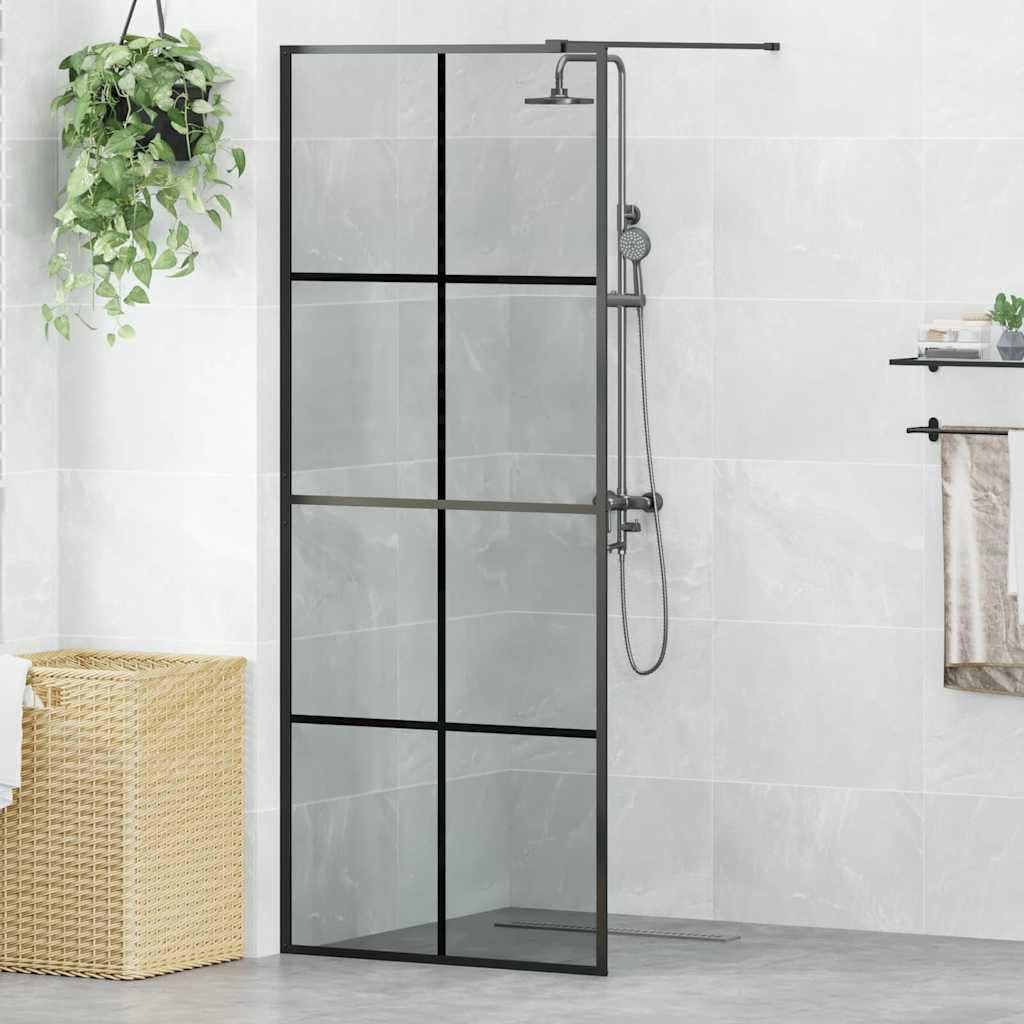 Ścianka prysznicowa Walk-in, czarna, 80 x 195 cm, z hartowanego szkła bezpiecznego z nanopowłoką, bezramowa ochrona przed pryskaniem, stabilna rama profilowa, ściana boczna do łazienki i prysznica