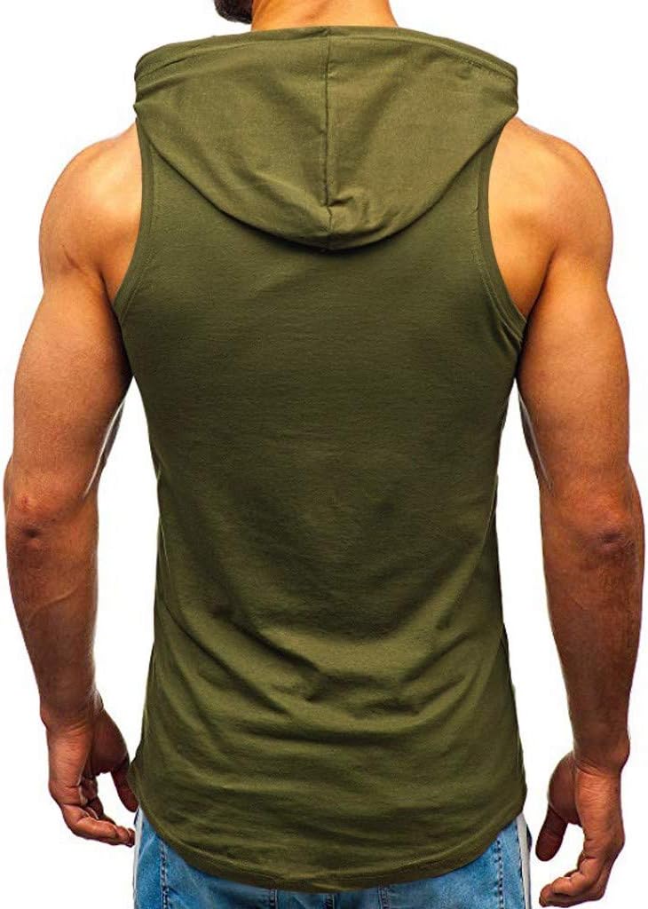 Ymosrh Men's Workout Hooded Tank Tops Bodybuilding Muscle Sleeveless T-Shirts Gym Tank Top, S-3XL