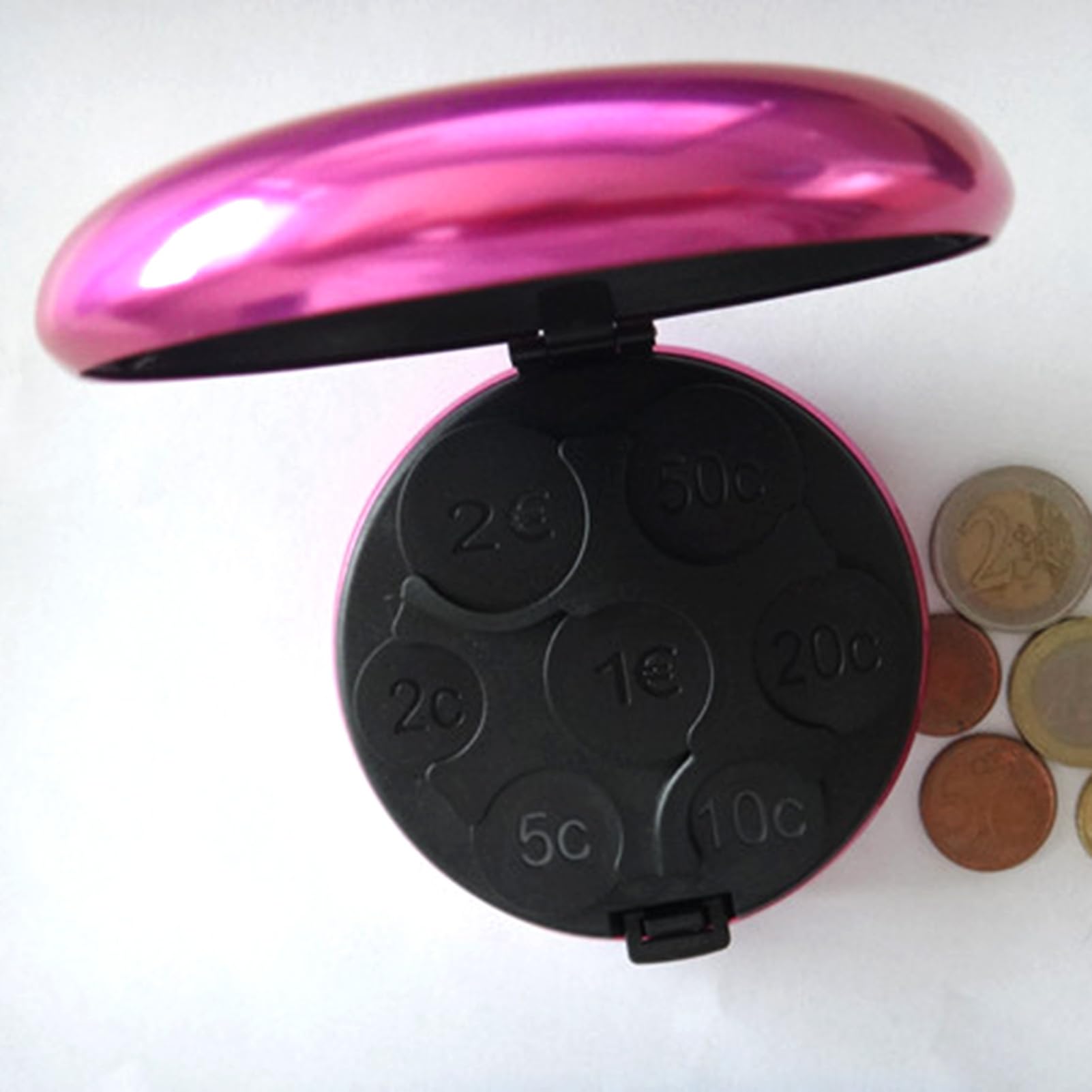 Organizador de Monedas de Concha Dura - Estuche Negro para Dispensador de Monedas