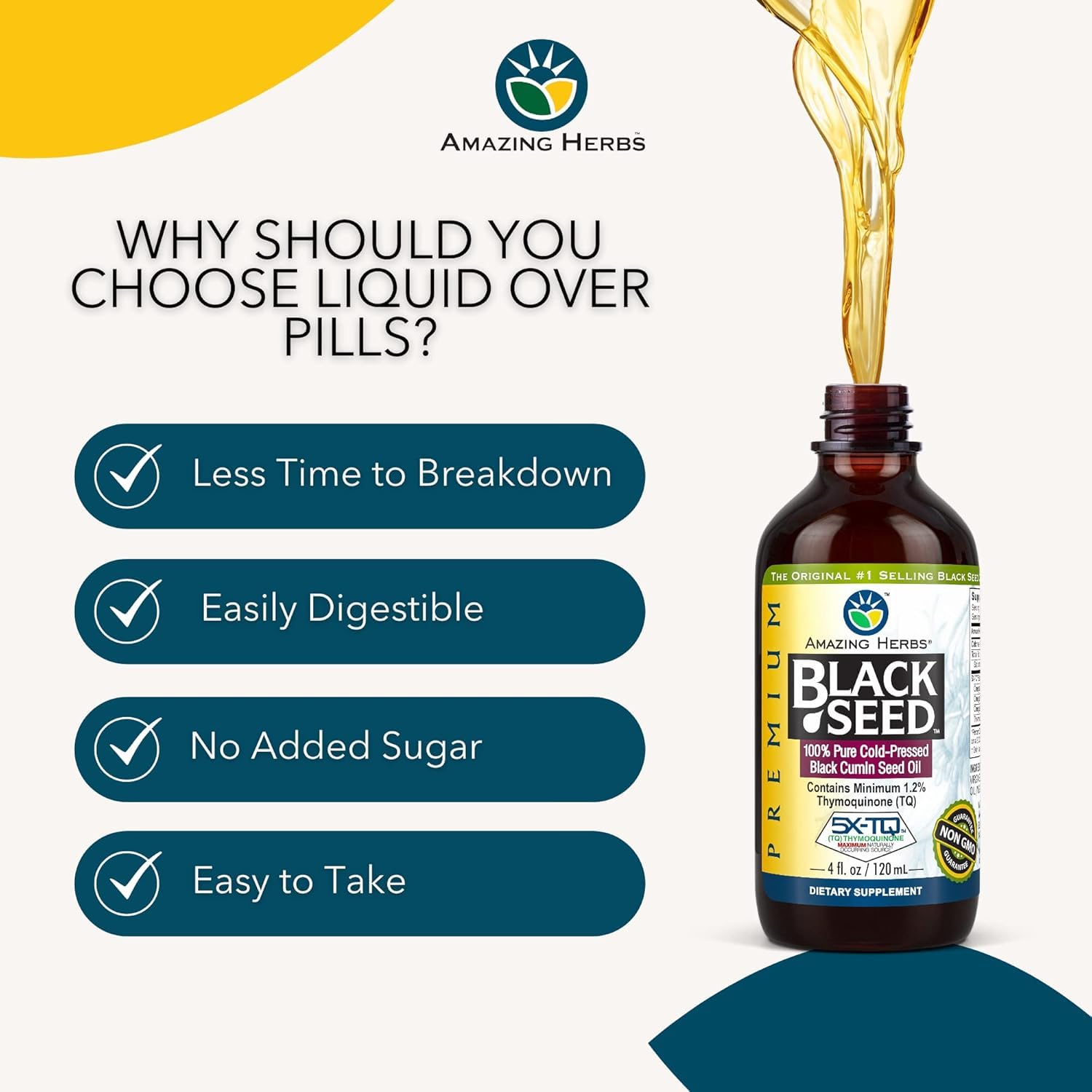 Amazing Herbs Premium Black Seed Oil Liquid - 4 Fl Oz Glass Bottle — Amazon image 7