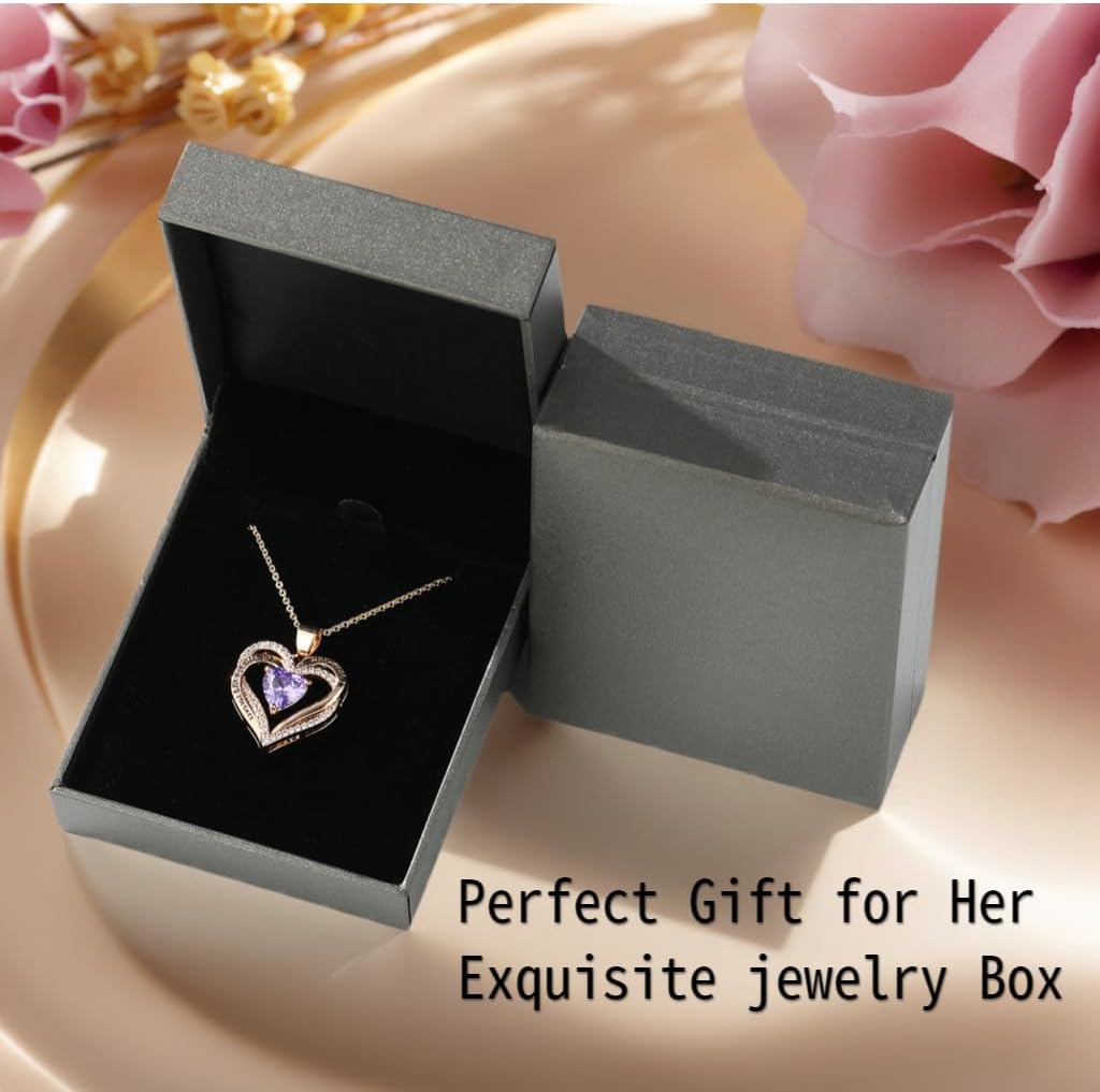 Necklace for Women, Heart Infinity Birthstone Jewelry Gift for Women, Birthday Anniversary Heart Necklace for Wife Girlfriend Mom Daughter - Image 6