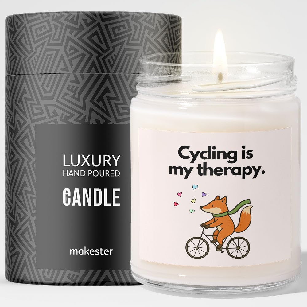 Bike Enthusiast Gift - Luxury Soy Wax Candle - Vanilla, Jasmine, Sugared Almond - Makester — image 1