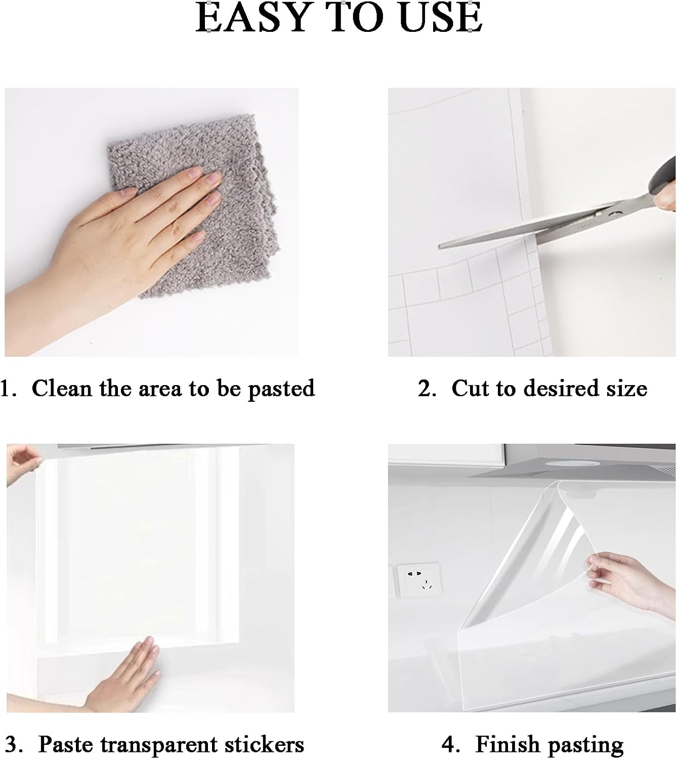 Transparent Oil-Proof Sticker,3PCS Clear Contact Paper Peel and Stick,Self-Adhesive Kitchen Backsplash Film Countertop Protector Sticker,Heat-Resistant Transparent Vinyl Cabinet Liner Wallpaper