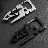 1Pc Multifunctional EDC Carabiner Tool, Portable Stainless Steel Multi-Tool Keychain with Ruler, Bottle Opener, Screwdriver, Outdoor Camping Maintenance Pocket Gadget (silvery)