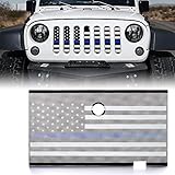 Xprite Aluminum Alloy Grill Mesh Insert Law Enforcement Blue Stripe with Hood Lock Hole Compatible with 2007-2018 Jeep Wrangler JK JKU Stock Grill