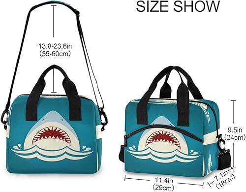 Miniatura 3 de Lonchera térmica térmica con mandíbulas de dientes de tiburón para oficina, trabajo, picnic, senderismo, playa, organizador con correa ajustable