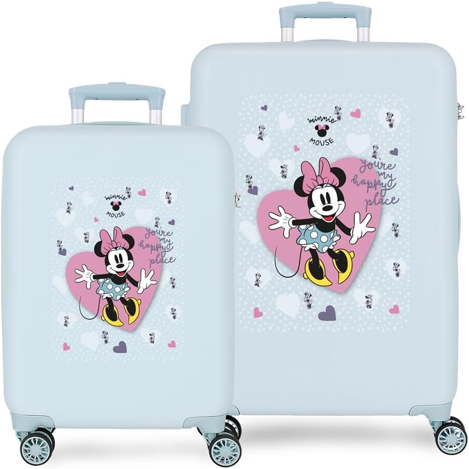Joumma Disney Minnie My Happy Place Set valigie Blu 55/65 cm Rigido 7,25 kg Chiusura a combinazione laterale ABS 7,25 kg 91L Bagaglio a mano, Blu, Taglia unica, Set valigie