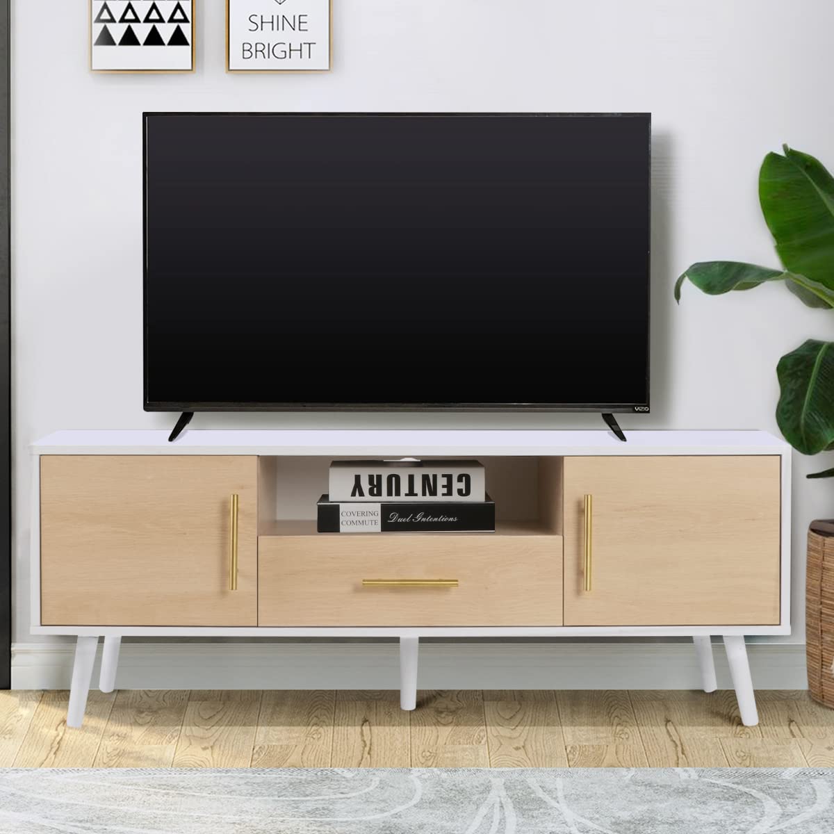 Skokliz TV Unit, 120cm TV Stand Cabinet for TVs up to 55inch