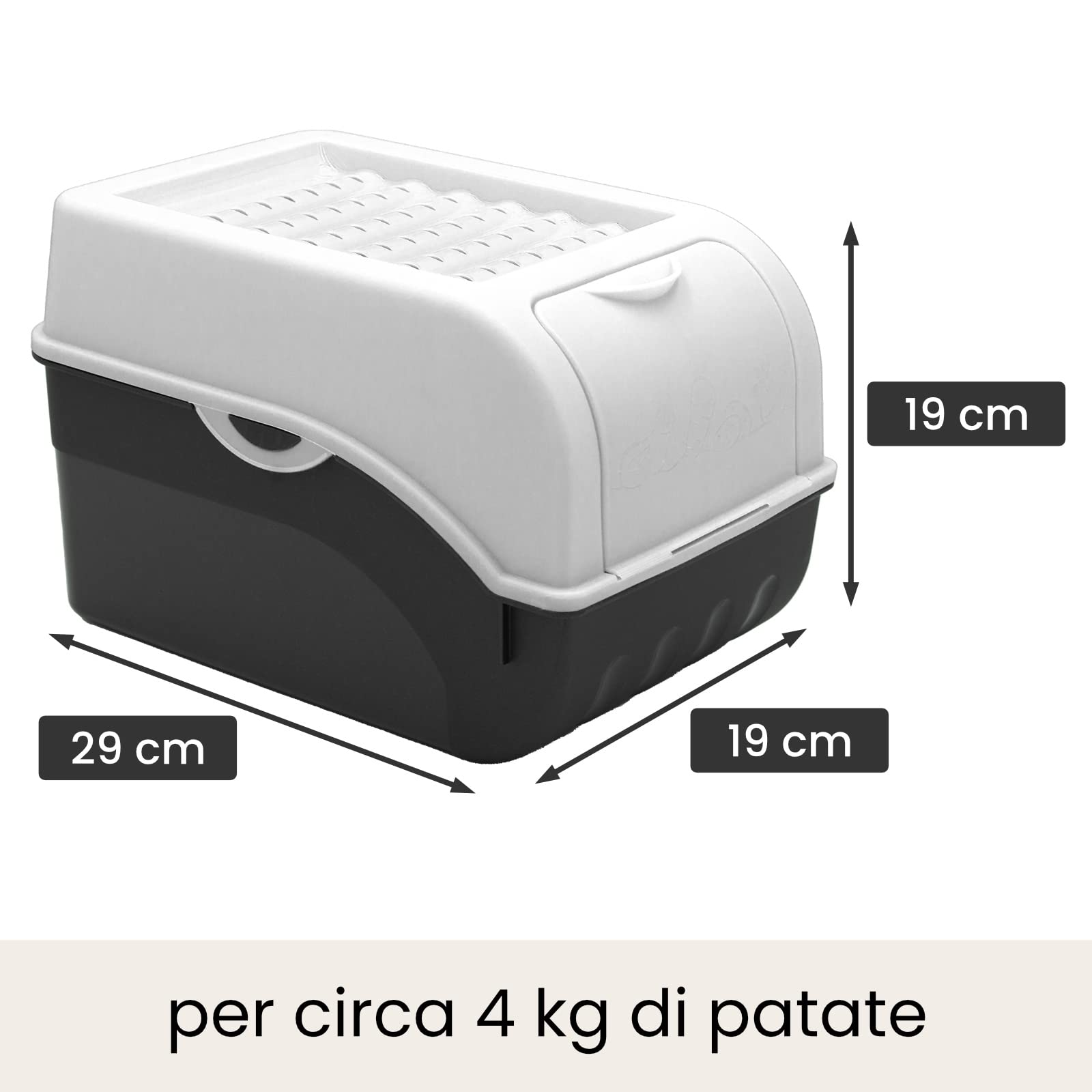 ARTECSIS® 3 x contenitore per patate con coperchio 4 kg (bianco), scatola per verdure e alimenti con 6 etichette