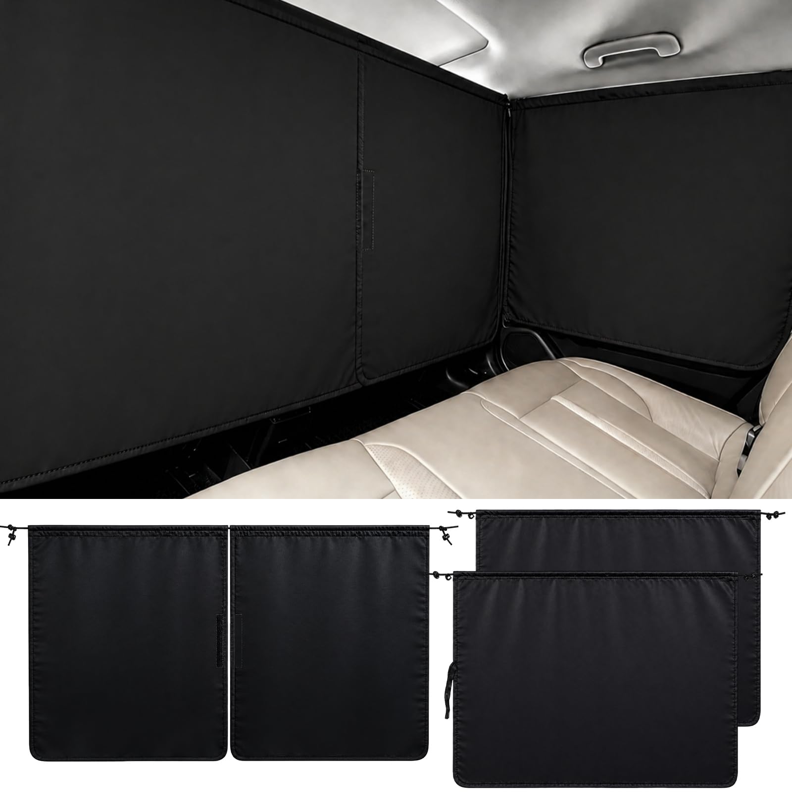HFFTYU Car Privacy Curtains for Jaecoo 7 PHEV 2024-2025 Blackout Divider Curtain for Travel Camping Rear Seat Privacy Protection Window Sun Shade,A
